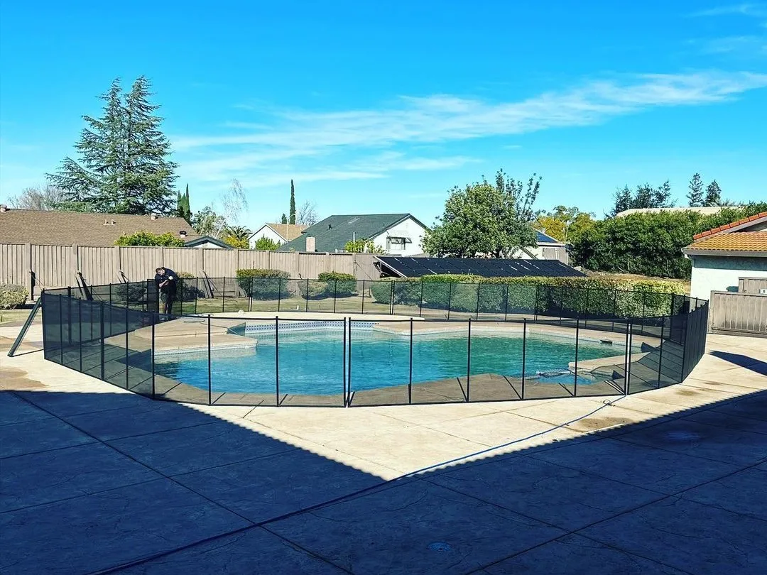 Fence built around a pool for safety